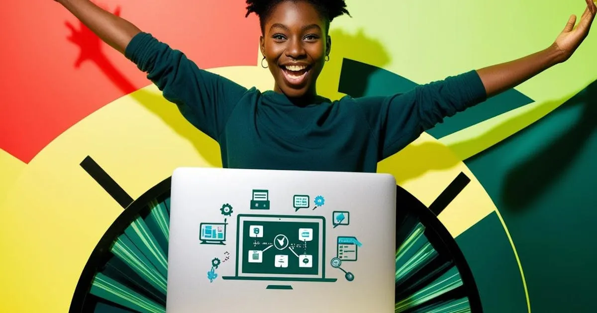 young adult learning with laptop