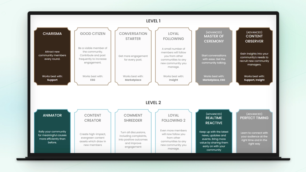 A view of the skills within the Simbound Community simulation
